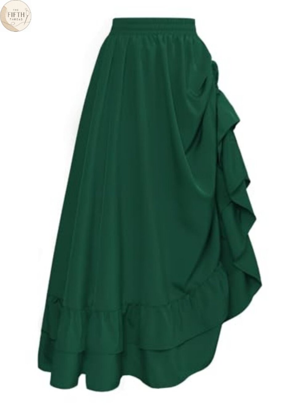 Renaissance A-Line Maxi Skirt High Waist Ruffle Hem Drawstring Cosplay
